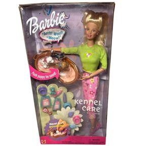 2001 Barbie Kennel Care Gift Set Real Pet Dog Sounds Mattel 53449 NEW IN BOX
